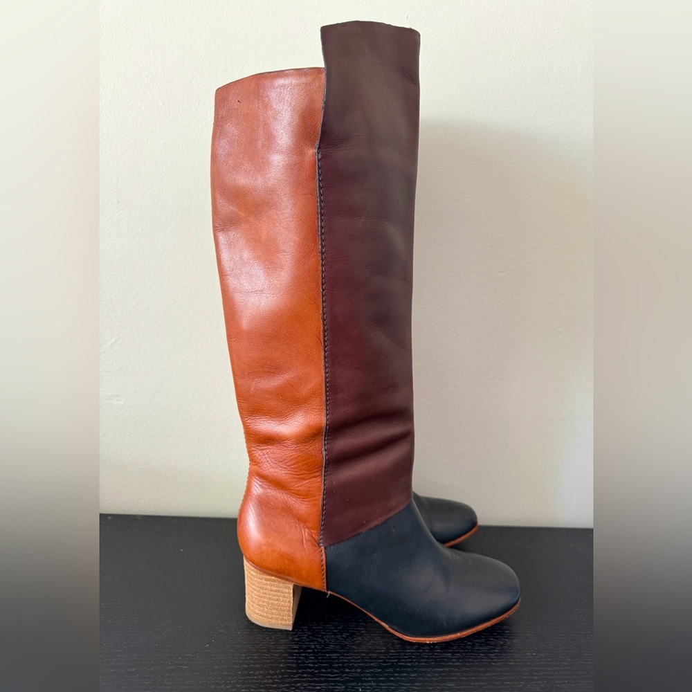 Leifnotes Robyn Boots | Anthropologie Size 9 | Tri-color Leather Knee Boot